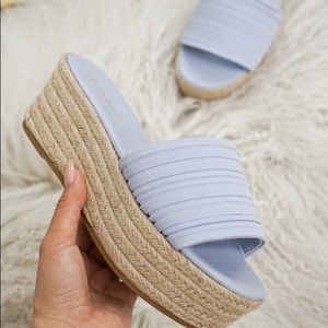 Bamboo light blue platform sandals